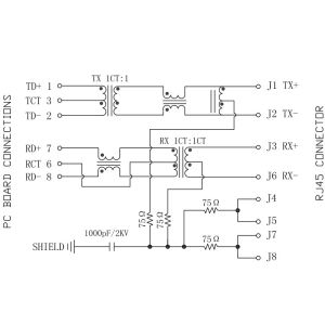 LPJ16225AENL | RT7-114A1A1A Magnetic RJ45 Jack Latch-up PCB Mounting