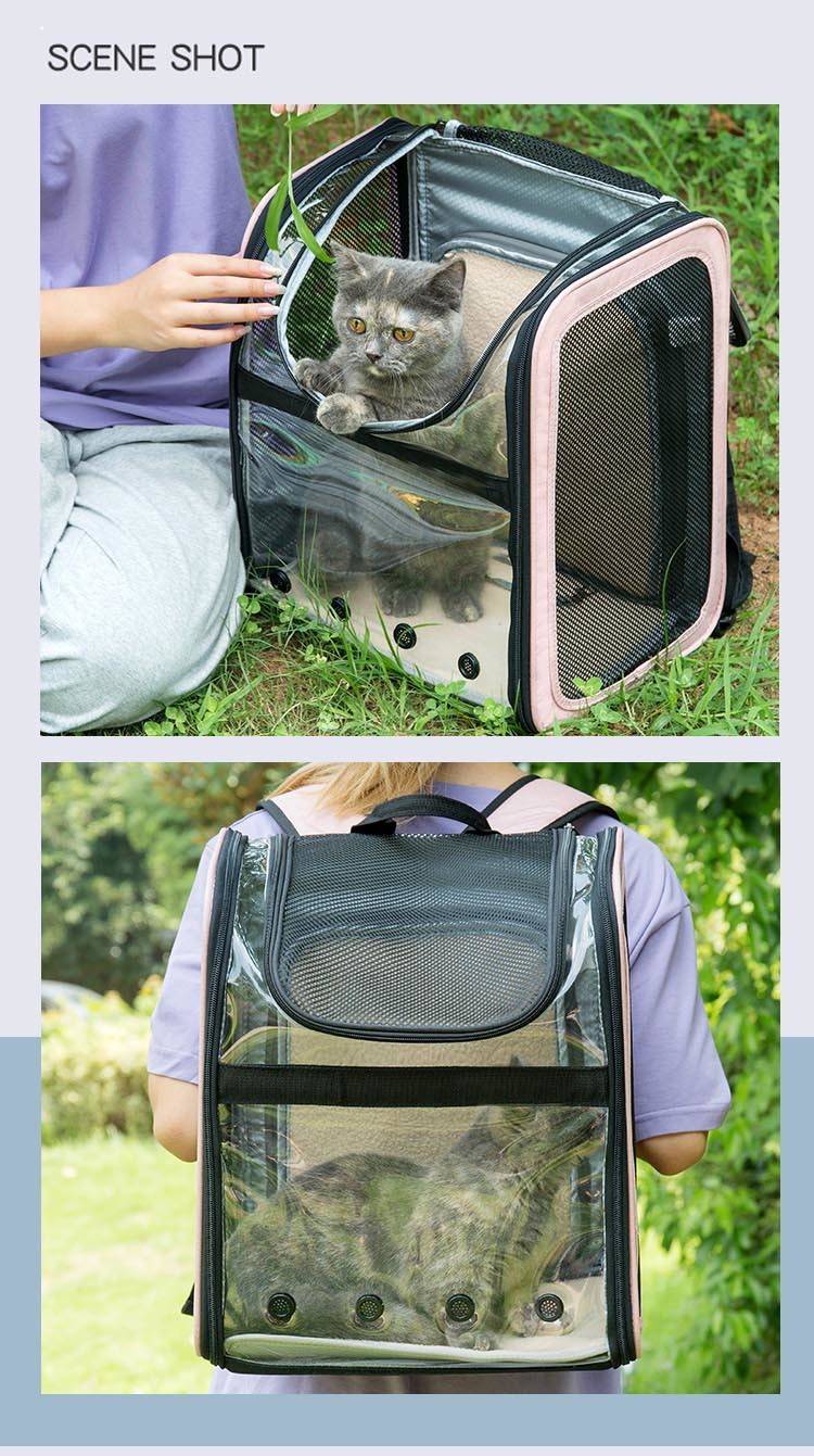 Expandable Outdoor Portable Pet Carrier Travel Bag Visible Pet Carrier Backpack