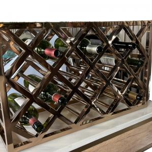  Non Faded Stainless Steel Metal Fabrication Mirror Surface Metal Wine Rack Rose Gold Manufactures