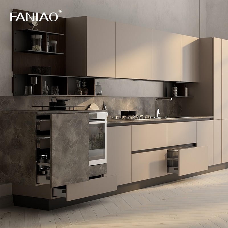 Building Project Contractor RTA Solid Wood Melamine MDF Plywood Kitchen Cabinets Sets