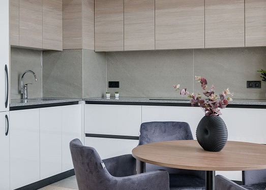 European Style Kitchen Modern Modular Kitchen Cabinets Blue Color Island And White Cabinet