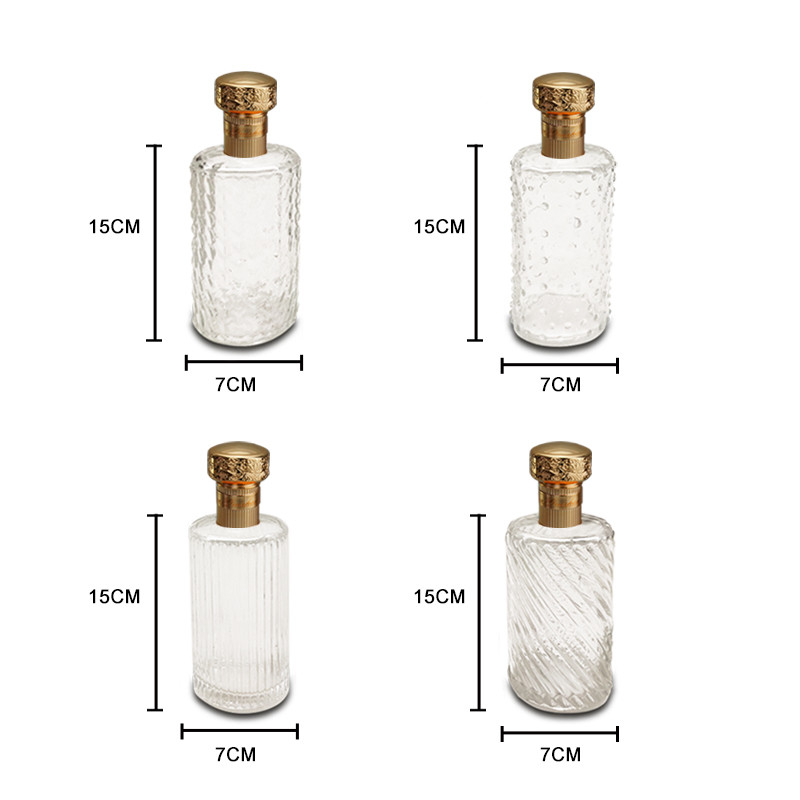 Embossed Electroplated Glass Whiskey Bottle 15cm Height