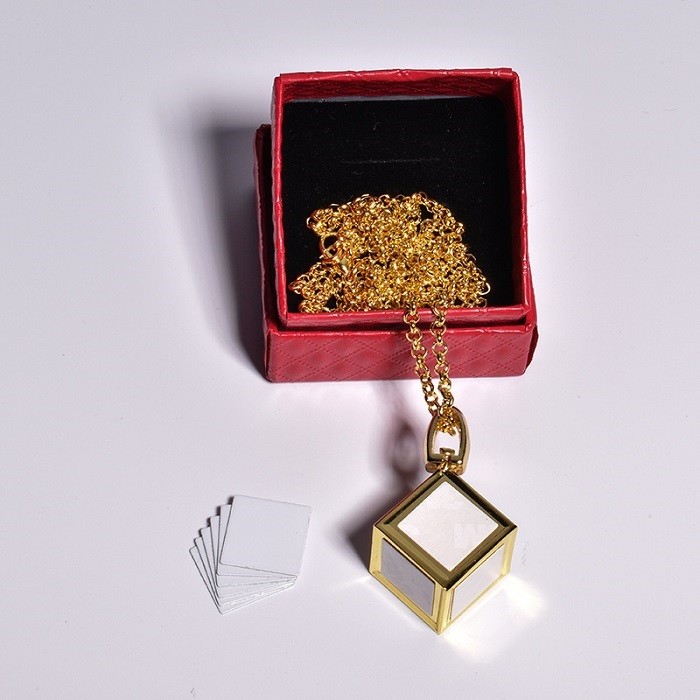 Square Shape Sublimation Dice Pendant Necklace Customized Sublimation Blanks