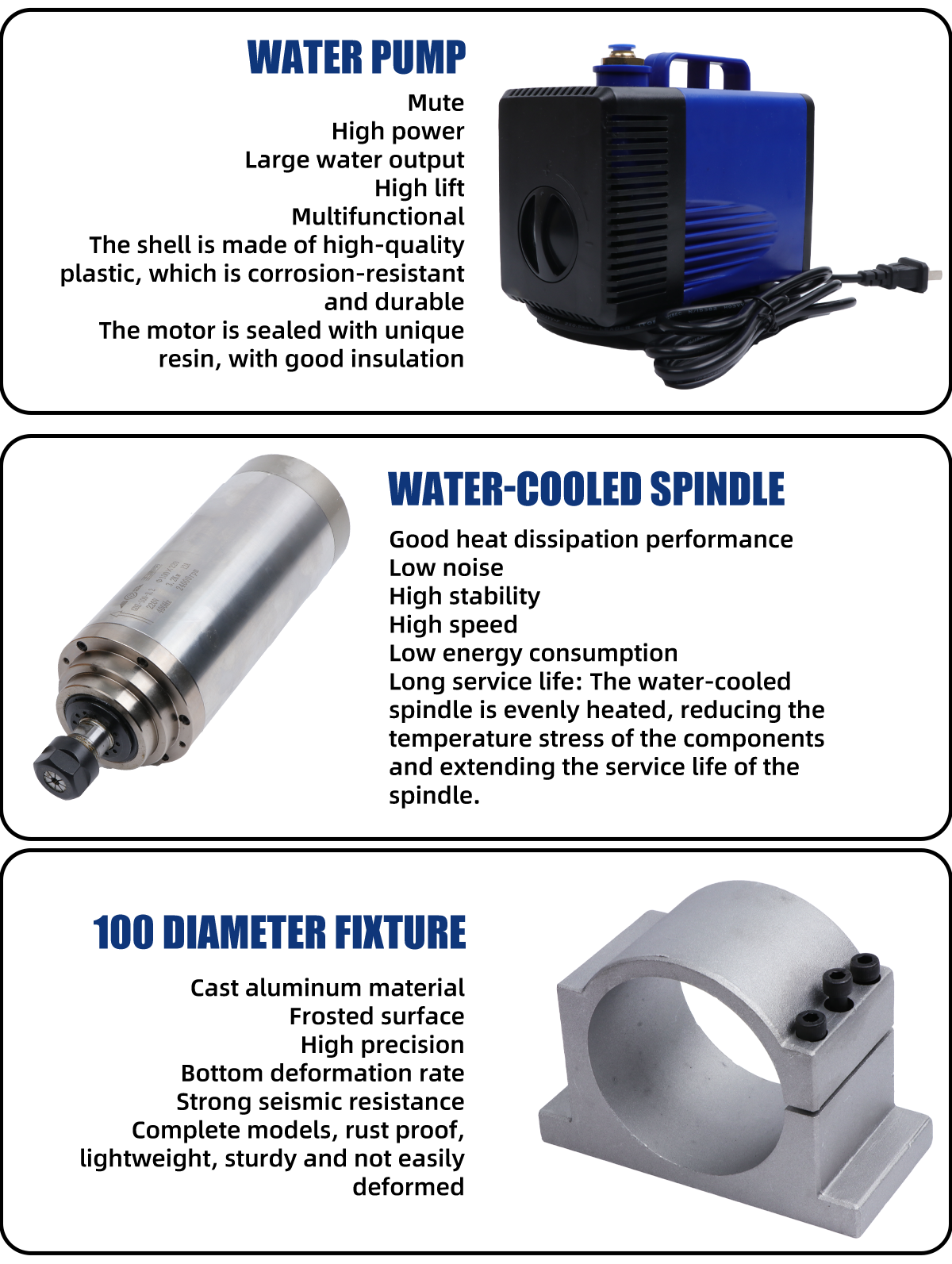 3.2kw ER20 220v/380v Water cooled spindle Wood working D100mm With inverter cnc spindle motor