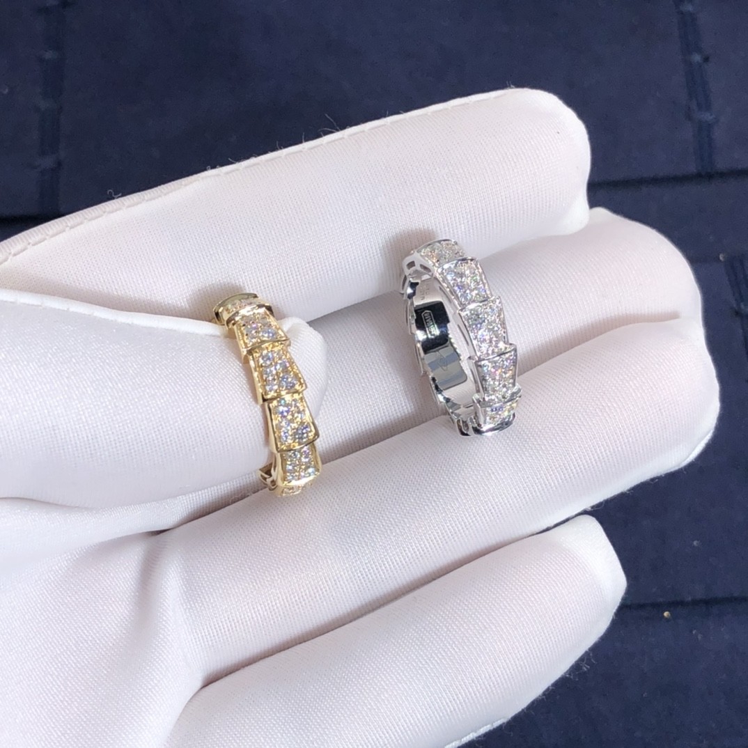Hot Fine Jewelry High-End High Quality 18k Pure Gold Natural Diamonds Serpenti Viper Ring