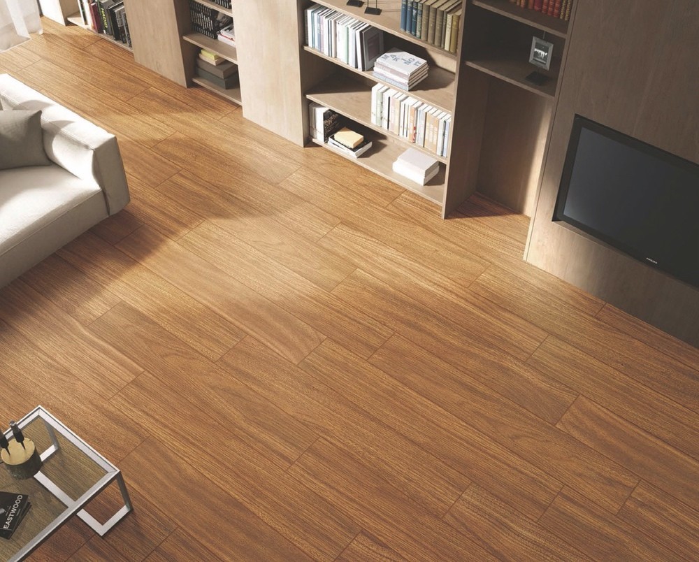 Moisture-Proof 150x900mm Gray And Brown Wooden Porcelain Strips For Home Decoration Non-Slip Inside Floor Strip