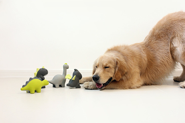 Chew Proof Durable Dog Toys For Big Dogs Squeaky Rubber Latex Puppy Dinosaur