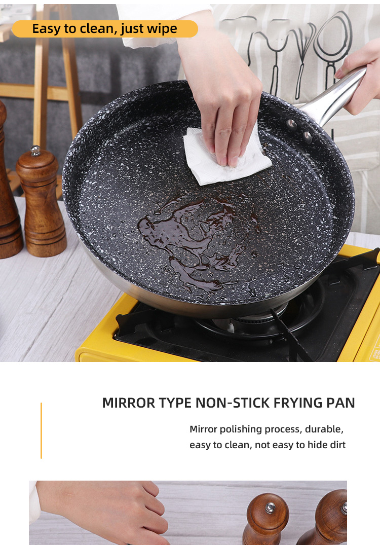 Full Size Stainless Steel Fry Pan Induction Cooking Panela Panci Pan Nonstick Medical Stone Frying Pan