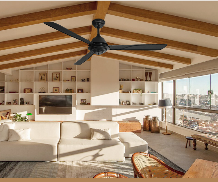 1stshine Ceiling Fan with 5 Speed Remote Control Standard Wind Black Metal Blades