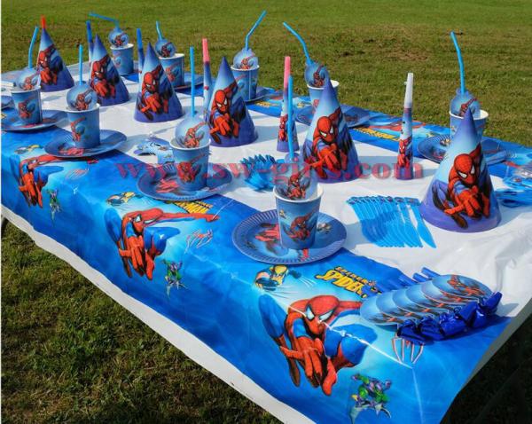 SPIDERMA THEME PAPER GLASSES CUPS SPIDERMAN DISHES KIDS BIRTHDAY PARTY
