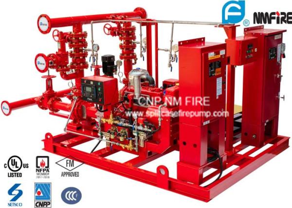 UL / NFPA20 Skid Mounted Fire Pump Package 300GPM Ductile Cast Iron Materials