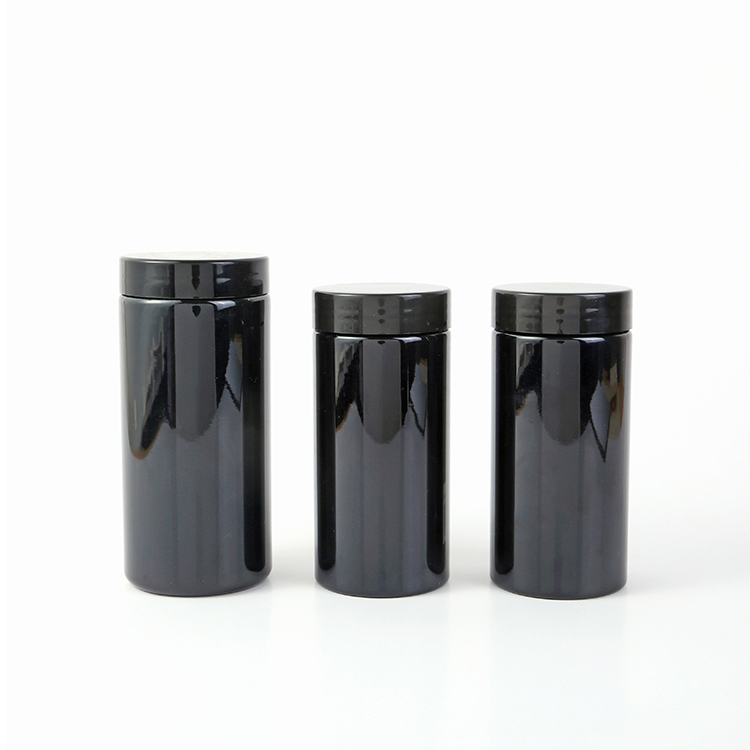 Promotion Plastic Capsule Medical Bottle 8oz Black Empty Plastic Pill Bottle Container with Tamper Proof Cap Sample Provide