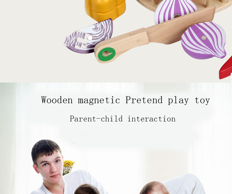 Magnetic 10.5cm Wooden Fruit Cutting Set Wooden Fruit Basket Toy