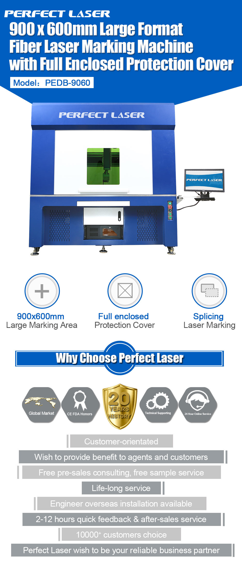 Air Cooled Fiber Laser Marking Machine 6000mm/s Large Format 900x600mm 1200 Watt