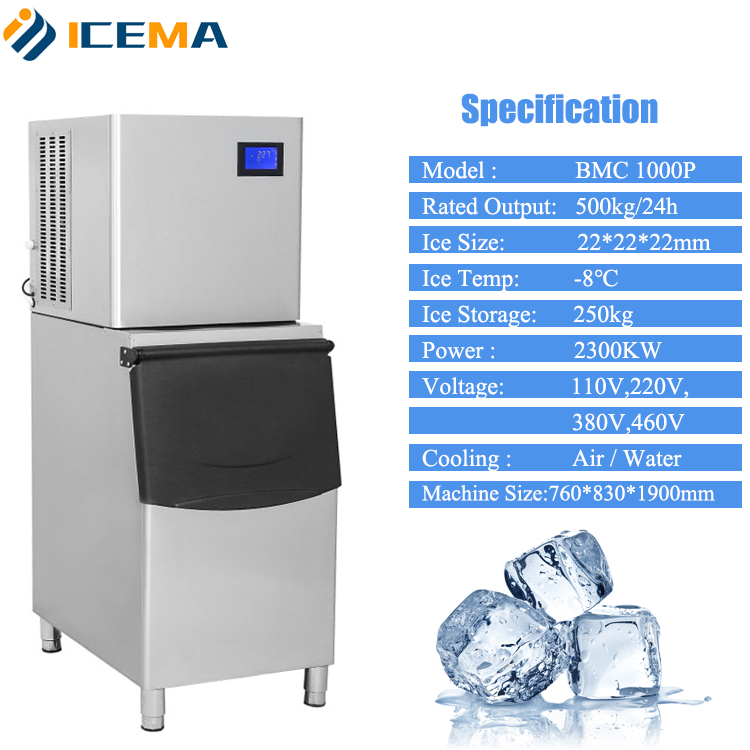 Cold Drinks Ice Cube Making Machine 500KG/Day For Bars Restaurants Food Shops Hotels