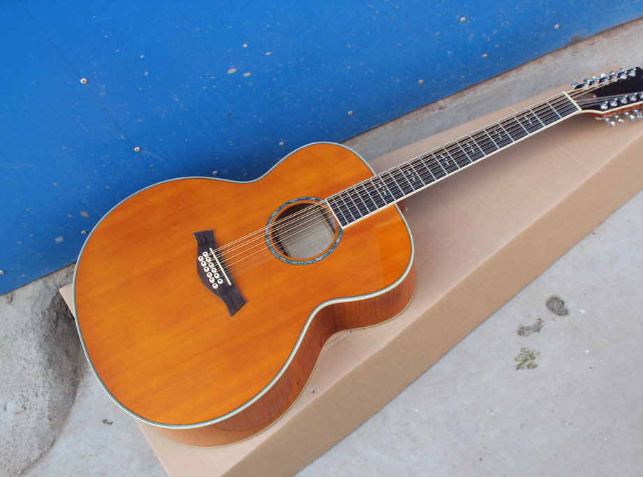 12 strings blond acoustic guitar TY 12 strings 814 acoustic electric guitar round body 814ce guitar
