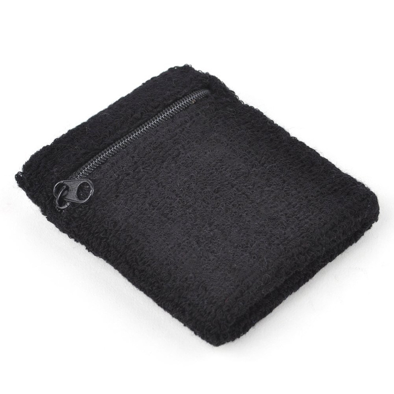 Custom Tennis Wrist Band Breathable Sport Cotton Sweatband with Zipper Lock