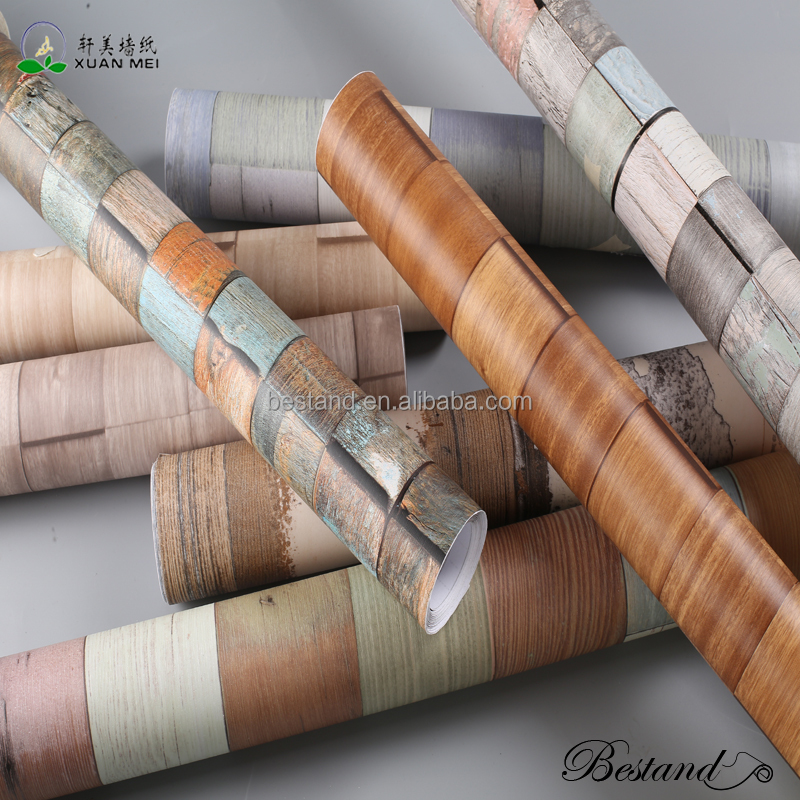 Removable Wood Wall Paper Decor with Vintage Wood Decorative Film Peel and Stick Wallpaper