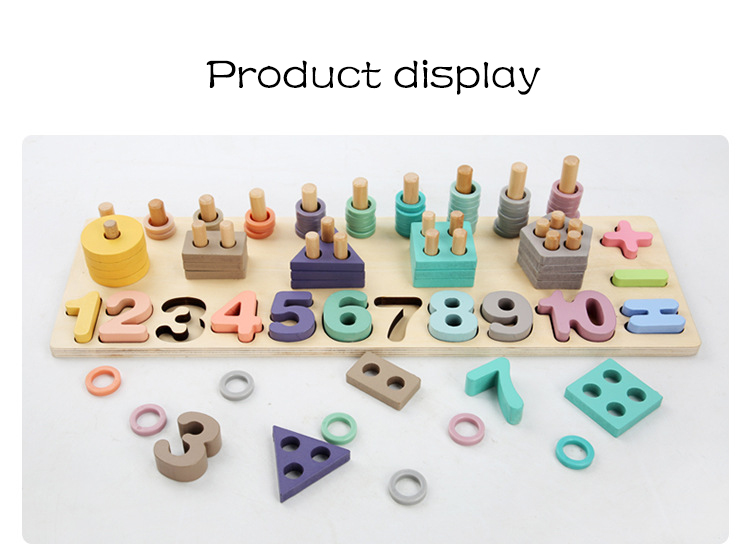 Geometric 14cm Wooden Math Toy Montessori Math Blocks Preschool Teaching