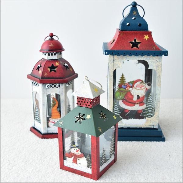 European Vintage Iron Art Home Courtyard Santa Claus Snowman Christmas lantern