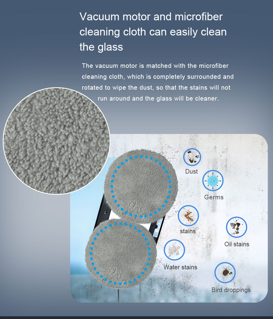 Smooth Cleaning Window Cleaner Robot 80w 65dB Automatic Window Cleaner