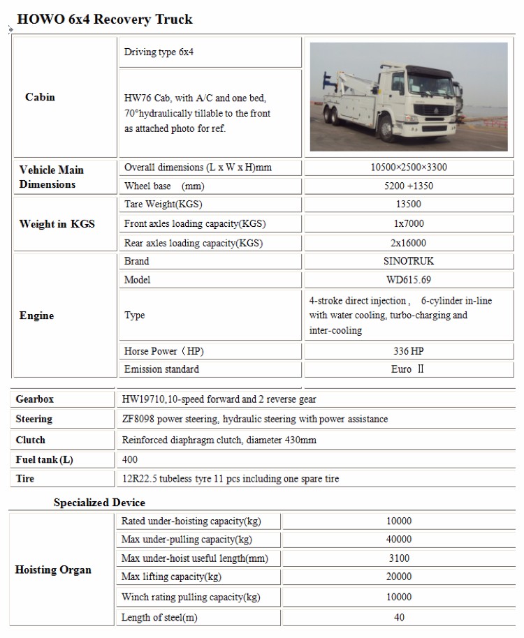 3 axles HOWO 6*4 recovery truck lorry crane for sale