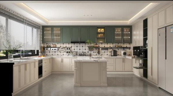 Almond Rose Custom Stainless Steel Kitchen Cabinets Easy Clean Fadior Luxe