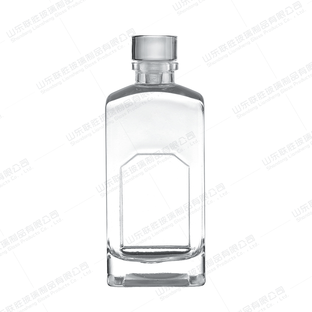 Rectangular Glass Wine Bottle with Aluminum Glass Lid Clear and Acceptable Customer's Logo