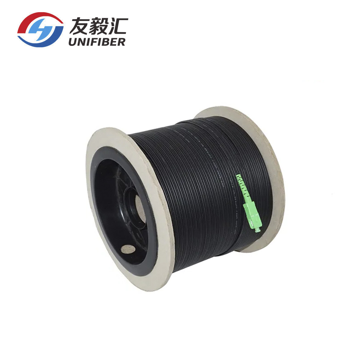 Outdoor FTTH SC/APC Pre Connectorized Flat Drop Cable G657a2 Bulk Fiber Optic Cable
