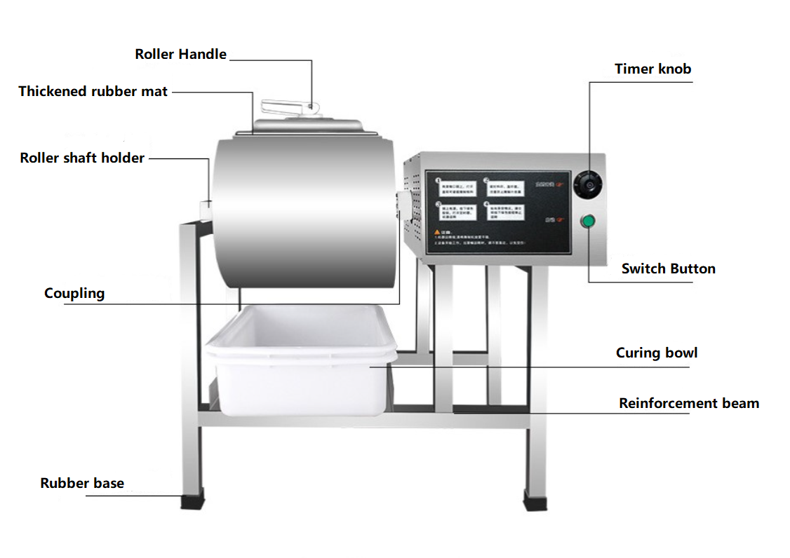 38L Poultry Saline Injecting Machine Stainless Steel Marinade Chicken Marinating Pickling Vacuum Meat Tumbler