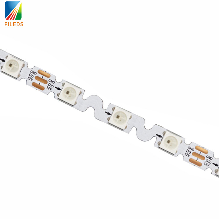 WS2815 WS2812 S Shaped SPI RGB LED Pixel Strip 60LEDs/M 50 000 Hours Lifespan DMX/SD Card/RF/WIFI/APP Control