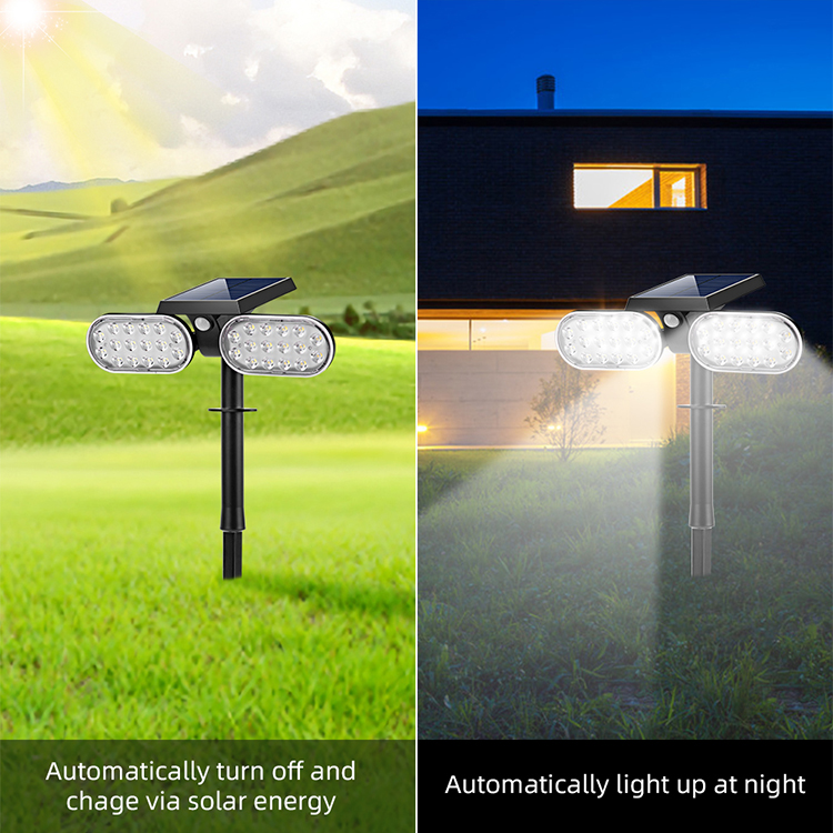 Double Heads IP65 LED Holiday Lights Foldable Motion Sensor Solar