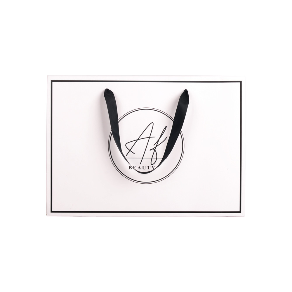 Ribbon Handle Paper Packaging Bags for Clothing White Art Paper Offset Printing
