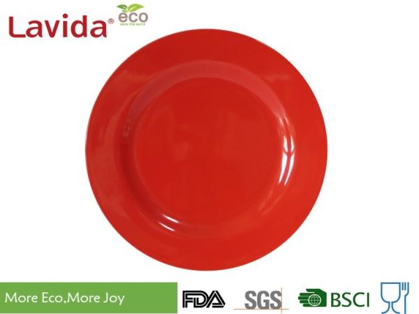 Solid Color Melamine Plates Bowls With Rim Dishwasher Safe Heat Resistance Non -