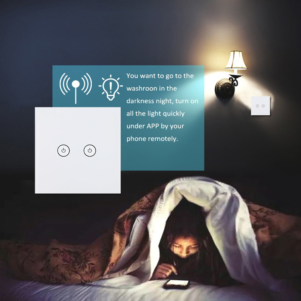 TUYA WIFI Remote Control Switch Crystal Tempered Glass And ABS Plastic Material