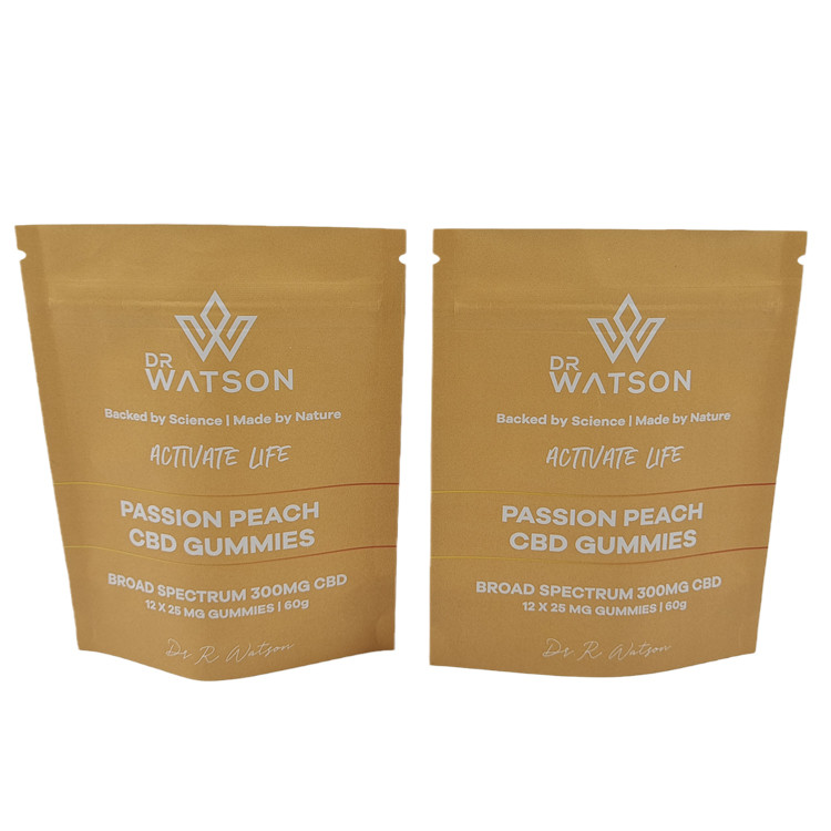 Wholesale Eco Friendly Biodegradable Kraft Paper Resealable Mylar Bags Digital Print PLA Smell Proof Bags with Logo