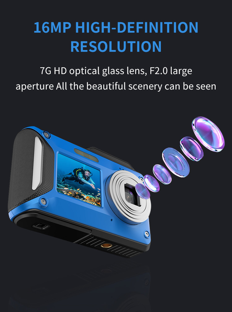 Real 4K Waterproof Video Camcorder USB 2.7" Dual Screen Zoom Function Mini DV