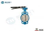 PTFE Lined Wafer Style Butterfly Valve Class 150 Cast Iron / WCB Type Optional