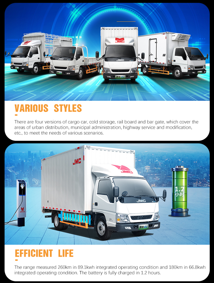 2024 JMC Truck Cabin Isuzu Cargo Truck 10 Ton Food Delivery Two-wheeled Electric Vehicle Seats 5 Door 2 Seater Truck