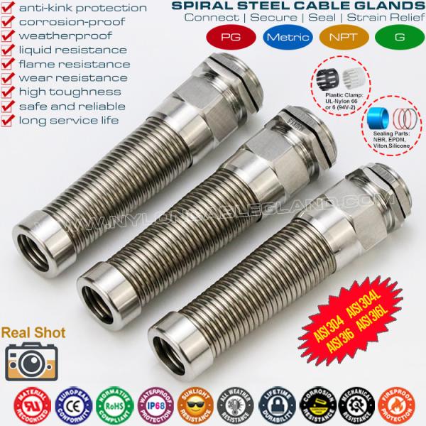 AISI316L, AISI316, AISI304 Stainless Steel Metal PG Flexible Cable Gland (IP68)