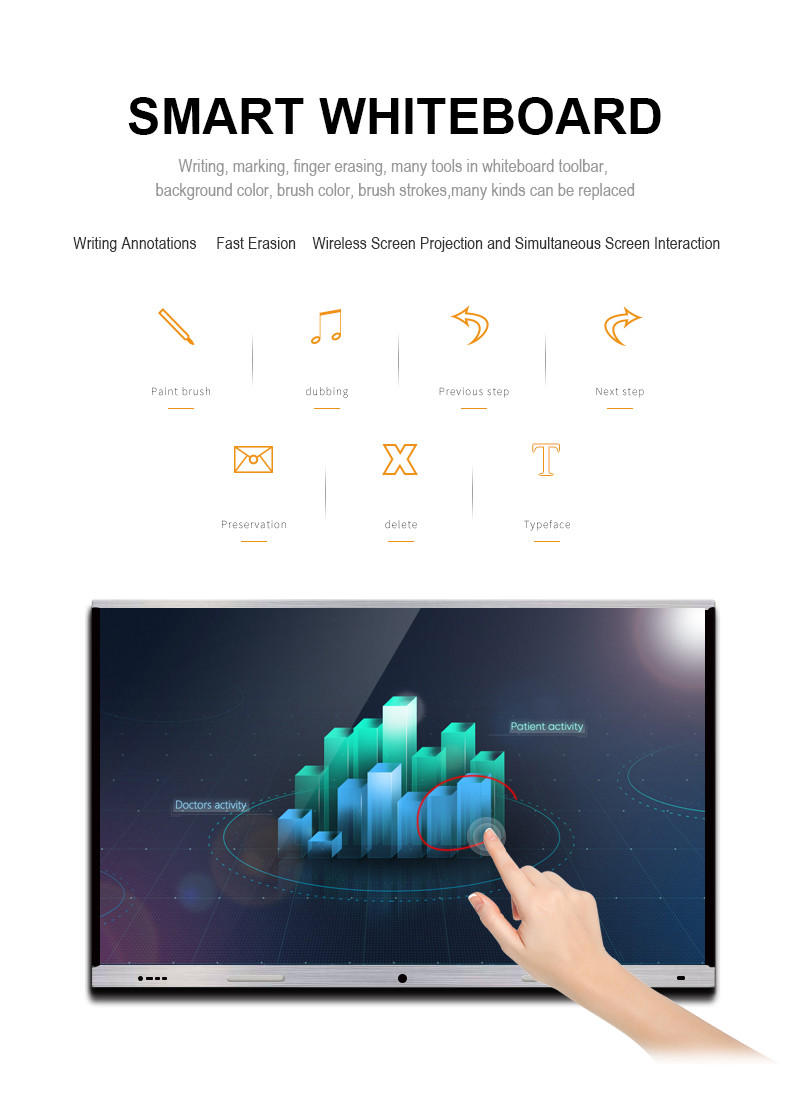 Multimedia 8 Bit 55'' Touch Screen Interactive Whiteboard