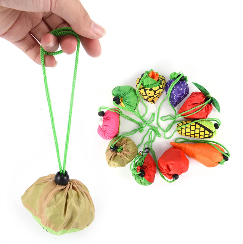 210D RPET Collapsible Reusable Grocery Bags Polyester Strawberry Foldable Non Woven Bag