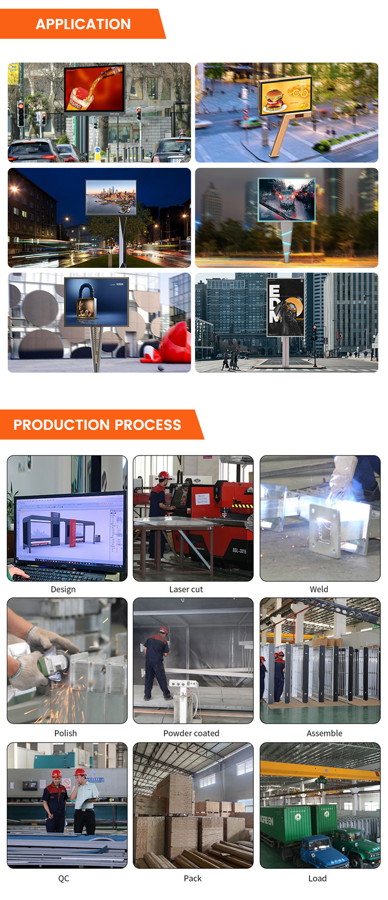 Easy installation steel digital display led screen outdoor P 6 advertising sign boards