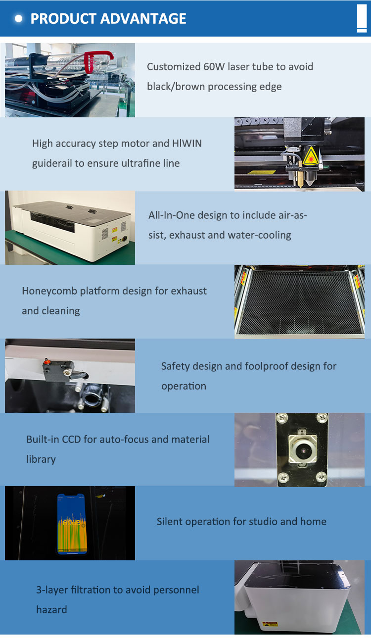 60w Co2 Mini Laser Engraving Machine Desktop Fully Enclosed For Wood Acrylic