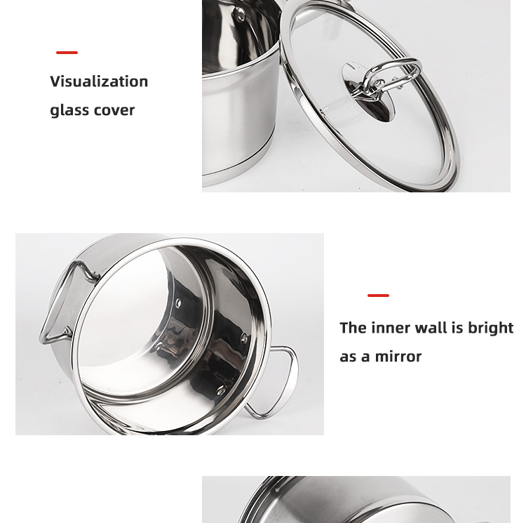 High Quality Kitchen Warethree-layer Double Bottom Stainless Steel Cookingware Set Cookware Set Cooking Pot And Pans Set