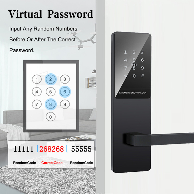 Black Color Touch Keypad Apartment Smart Door Lock for Front Door