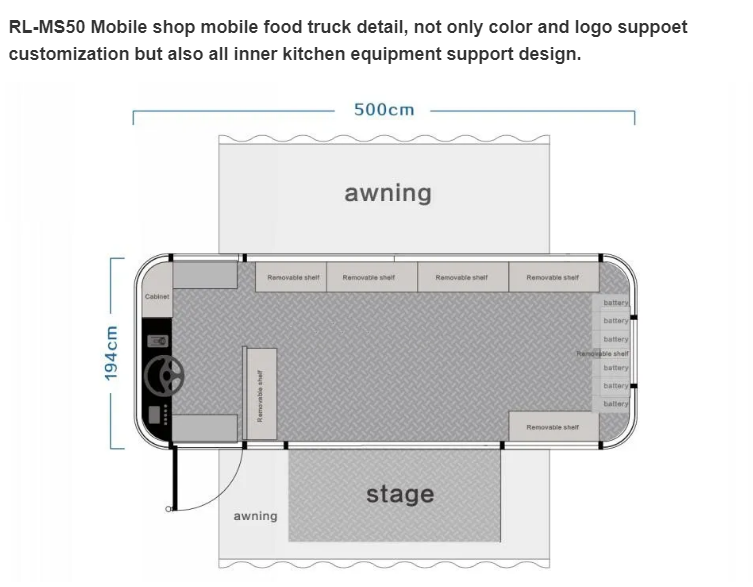 110v/220v Electric Vendor Carts Hot Dog Mobile Food Truck with Soybean Material