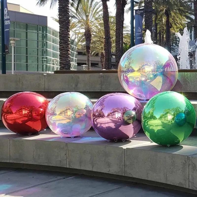 Mirror Ball Exclusive Event Memorable Settings Attraction Big Shiny Balls Inflatable Silver Deluxe Shiny Balloon Inflatable