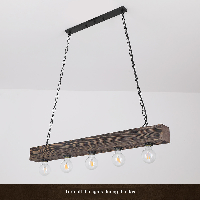 Solid Wood Chandelier Creative Industrial Style Restaurant Living Room Hot Pot Shop vintage pendant lights(WH-VP-214)