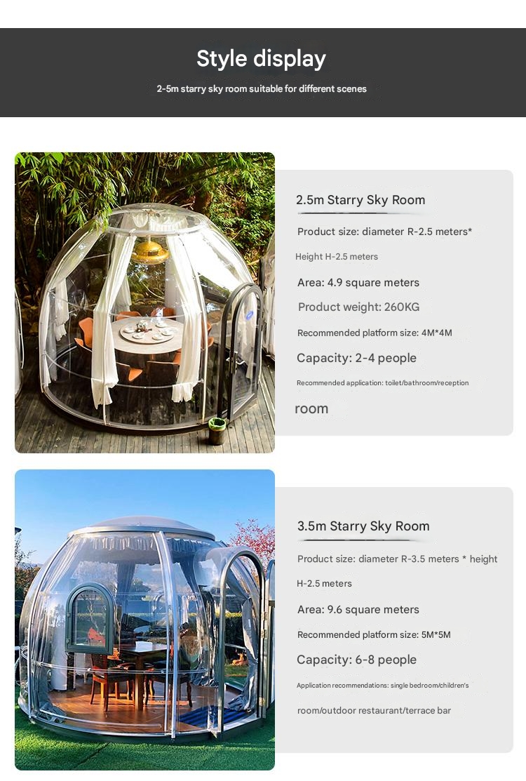 PC Outdoor Bubble House Combination for Camping Hotel Homestay Bar and Transparent Yurt Tent